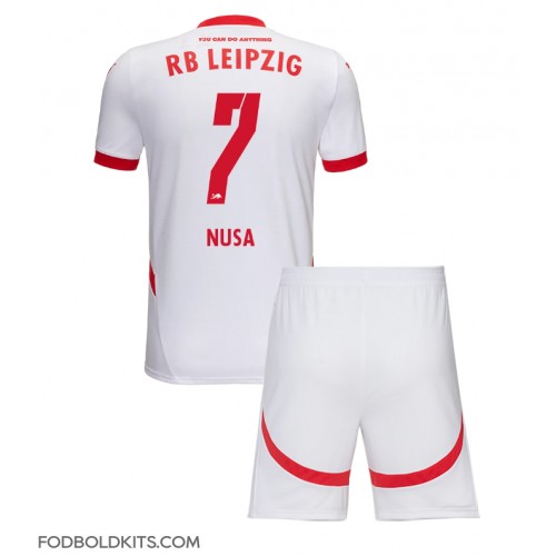 RB Leipzig Antonio Nusa #7 Hjemmebanesæt Børn 2024-25 Kortærmet (+ Korte bukser)